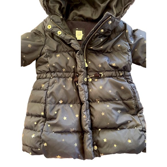 Gap Toddler Girl's Navy Silver Stars Puffer Jacket Coat Size 2T - Picture 2 of 7